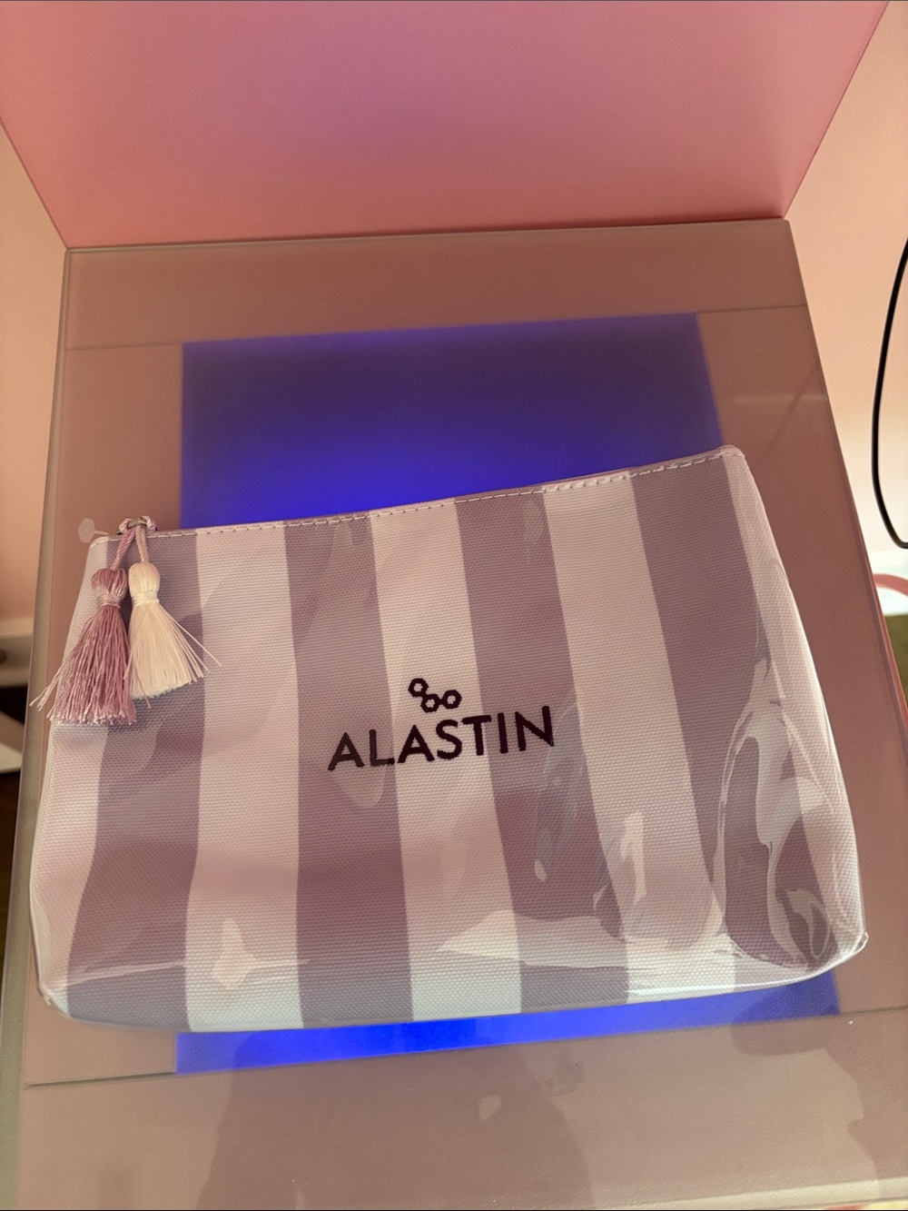 ALASTIN Lavender & White Striped Travel Pouch with Tassel